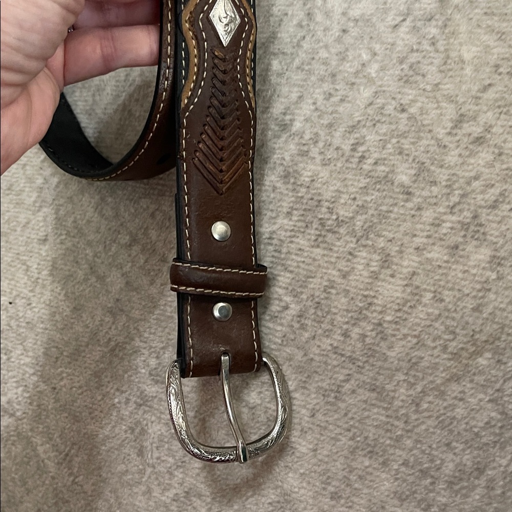 Nocona Belt Co Youth Boys Genuine Leather Belt Brown Western Cowboy size 24 #GE